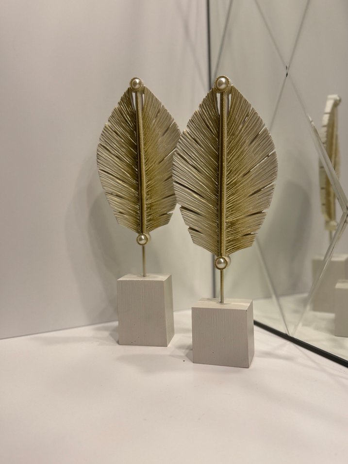 Parlak Altın Renkli Yaprak Figürin - Görsel 4