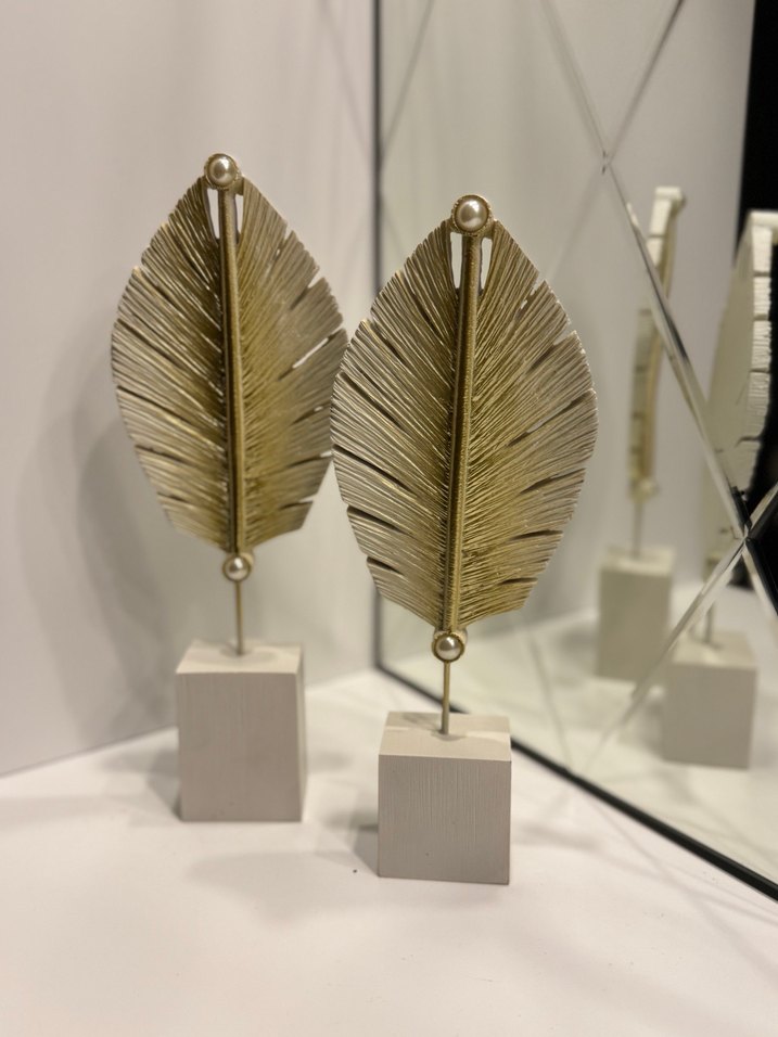 Parlak Altın Renkli Yaprak Figürin - Görsel 2