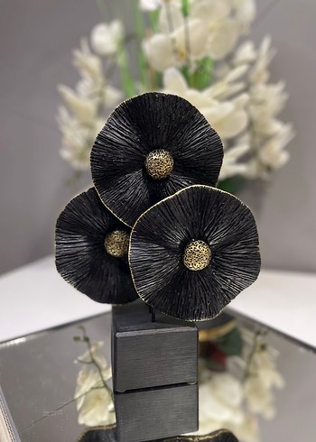 Siyah Dekoratif Çiçek Heykeli - Görsel 2