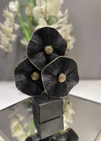 Siyah Dekoratif Çiçek Heykeli - Görsel 3