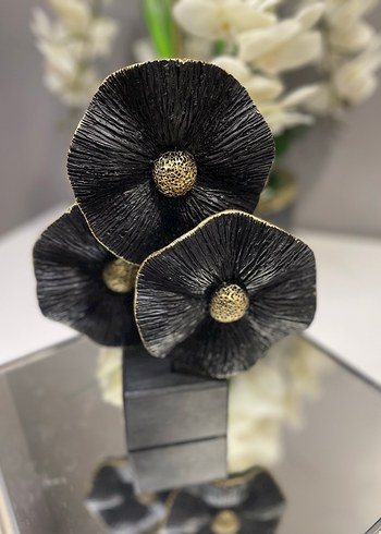 Siyah Dekoratif Çiçek Heykeli - Görsel 5