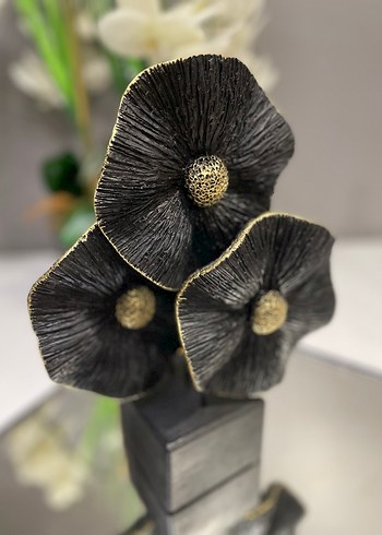 Siyah Dekoratif Çiçek Heykeli - Görsel 6