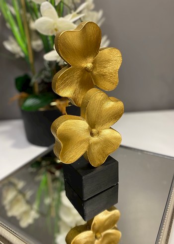 Altın Renkli Çiçek Figürlü Dekoratif Obje - Görsel 3