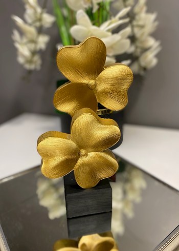 Altın Renkli Çiçek Figürlü Dekoratif Obje - Görsel 4