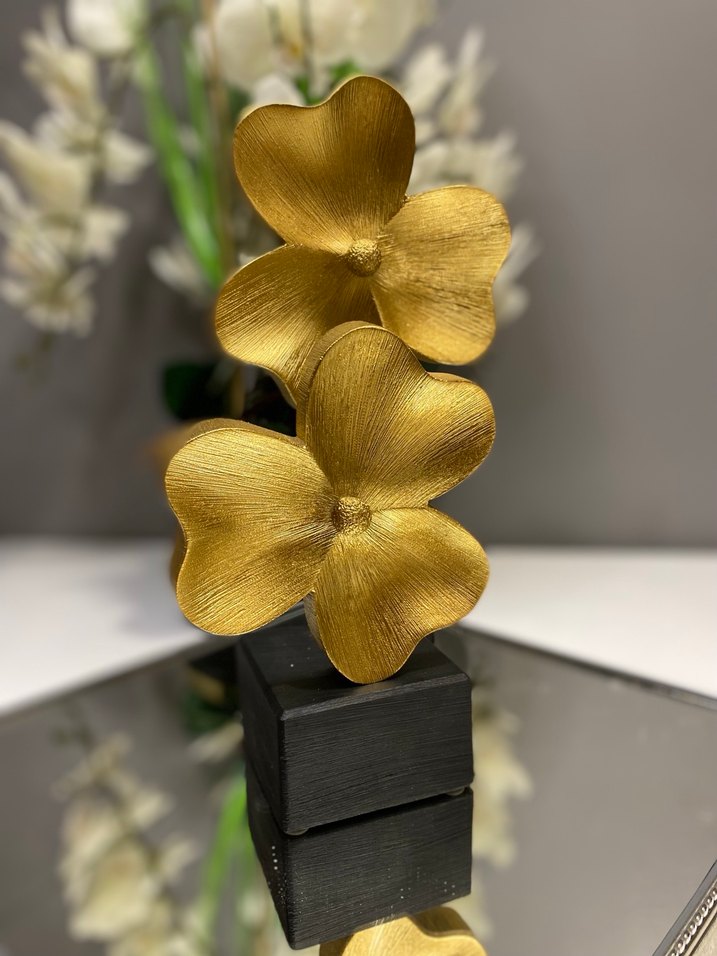 Altın Renkli Çiçek Figürlü Dekoratif Obje - Görsel 5