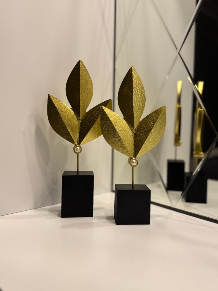 Altın Renkli Dekoratif Yaprak Figürleri - Görsel 2