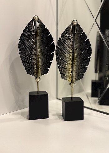 Siyah Yaprak Figürlü Dekoratif Biblo - Görsel 2