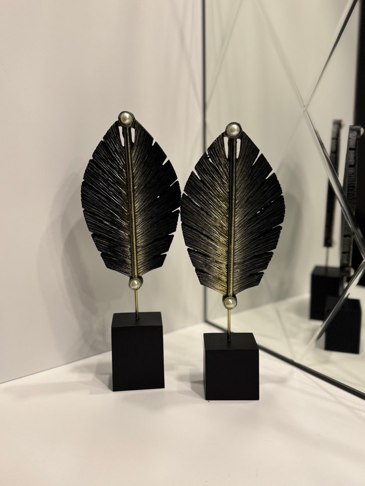 Siyah Yaprak Figürlü Dekoratif Biblo - Görsel 4