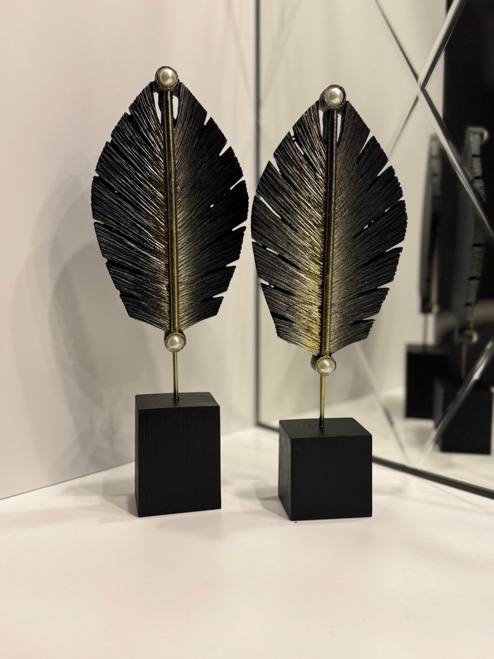 Siyah Yaprak Figürlü Dekoratif Biblo - Görsel 2