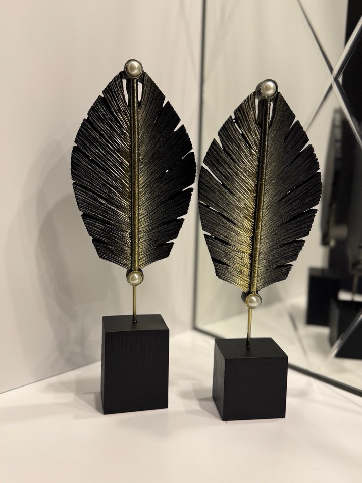 Siyah Yaprak Figürlü Dekoratif Biblo - Görsel 3