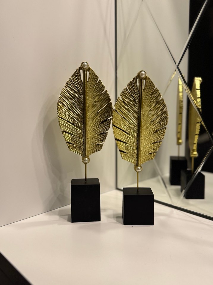 Parlak Altın Yaprak Figürin Seti - Görsel 2