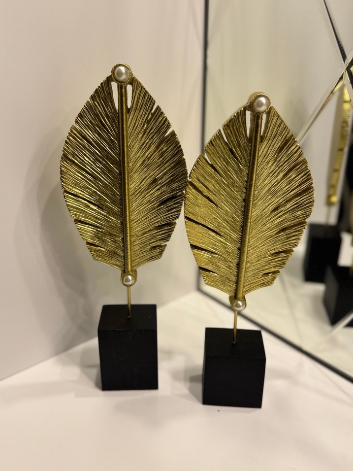 Parlak Altın Yaprak Figürin Seti - Görsel 4