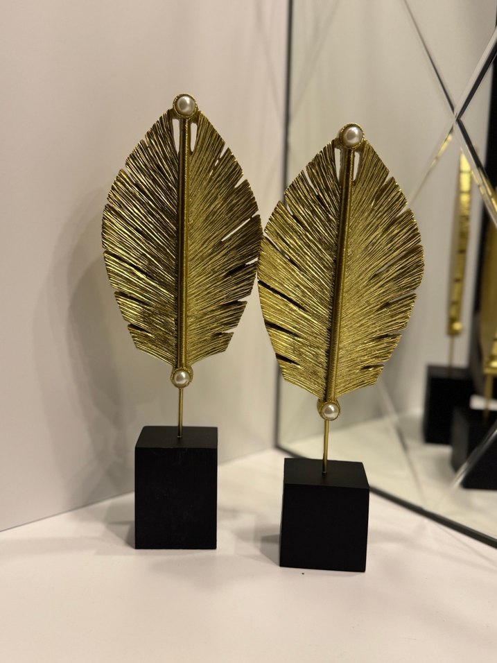 Parlak Altın Yaprak Figürin Seti - Görsel 3