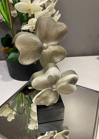 Altın ve Gri Çiçekli Dekoratif Vazo - Görsel 4