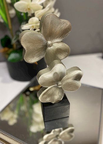 Altın ve Gri Çiçekli Dekoratif Vazo - Görsel 2