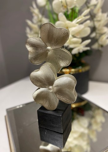 Altın ve Gri Çiçekli Dekoratif Vazo - Görsel 3