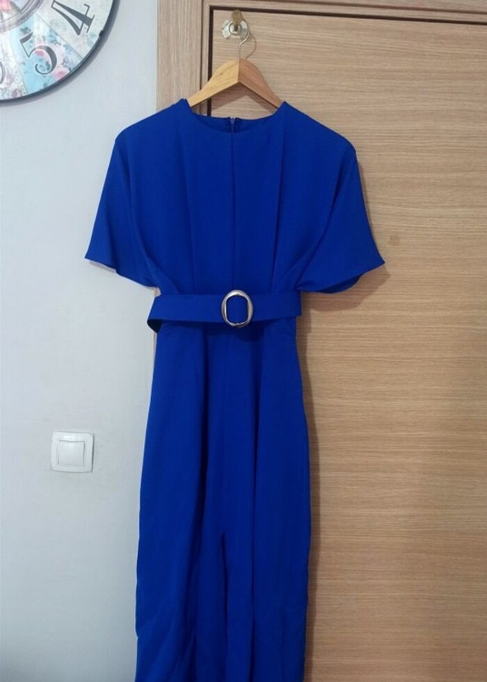 Saks mavisi elbise - Görsel 3