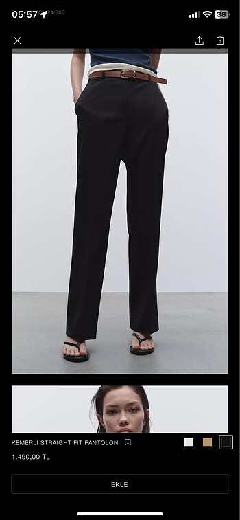 Zara Zara siyah kemerli pantolon
