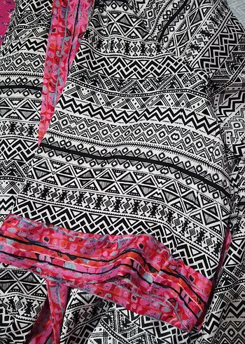 Renkli Pembe Bohem Kadın kimono - Görsel 2