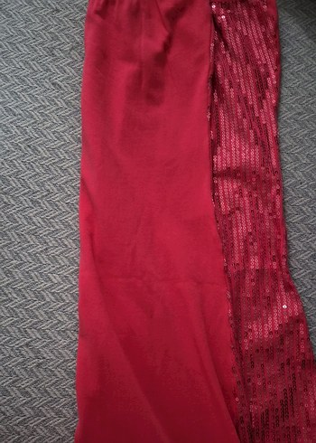 Kırmızı Parlak Straplez Midi Abiye Elbise - Görsel 2