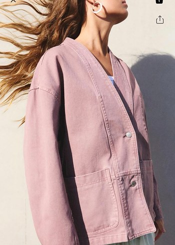 Pull and Bear Kadın pembe kot ceket pull&bear