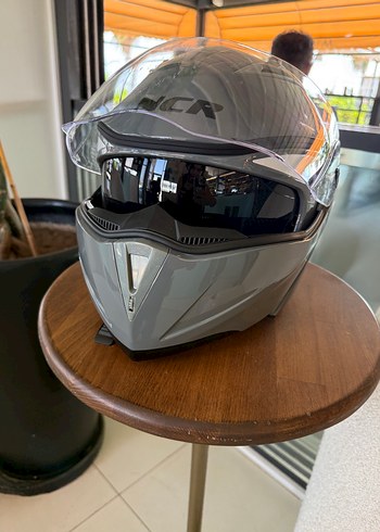 Gri NCR Baskılı Motor Kaskı - Görsel 3