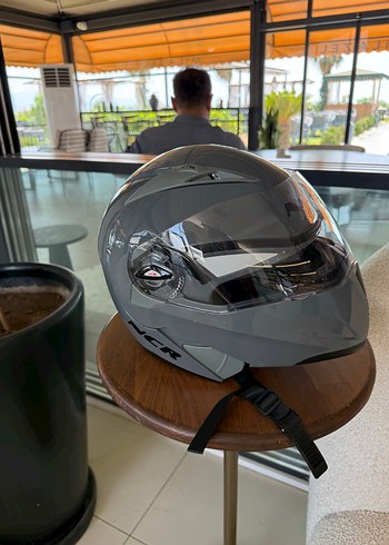 Gri NCR Baskılı Motor Kaskı - Görsel 2