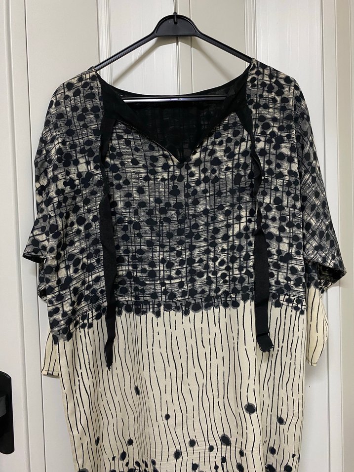 Gri Desenli Midi Elbise - Görsel 5