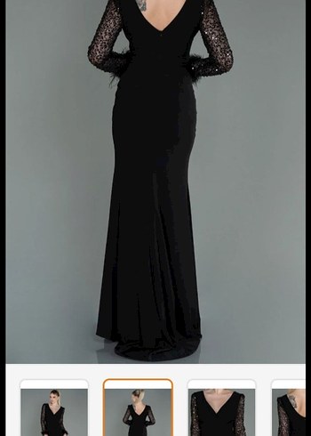 Siyah Uzun Kollu Gotik Drapeli Abiye Elbise - Görsel 4