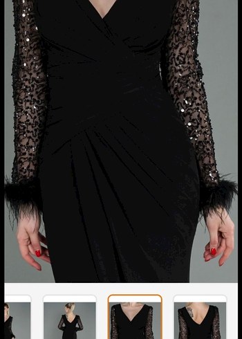 Siyah Uzun Kollu Gotik Drapeli Abiye Elbise - Görsel 5