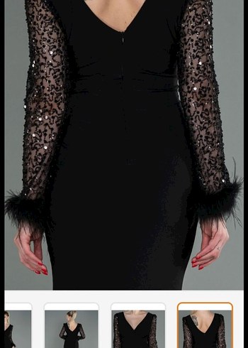 Siyah Uzun Kollu Gotik Drapeli Abiye Elbise - Görsel 6