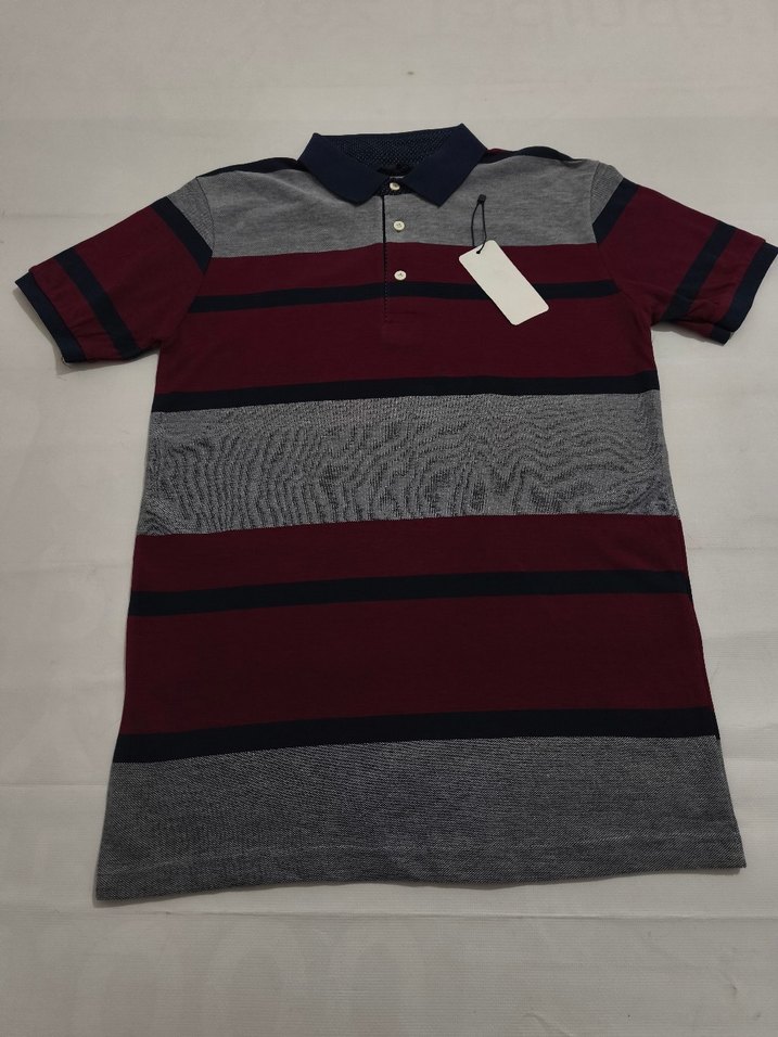 Bordo Gri Erkek kısa Kollu Polo Tişört - Görsel 3