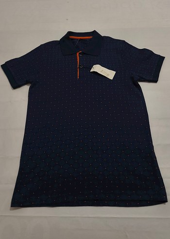Lacivert Baskılı kısa Kollu Polo Tişört - Görsel 5