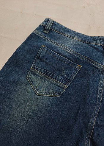 Yırtık Detaylı Mavi Bol Kesim Denim Pantolon - Görsel 4