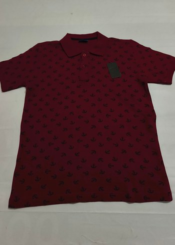 Bordo Desenli Kısa Kollu Polo Tişört - Görsel 2