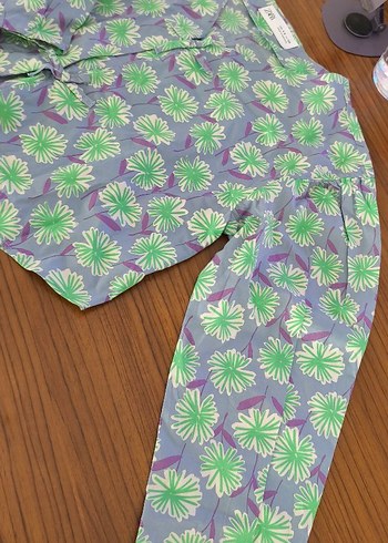 Yeşil Çiçek Desenli Uzun Bohem çocuk - Görsel 2