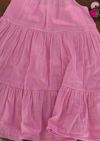 Pembe Keten Bohem Kız Elbisesi - Görsel 3