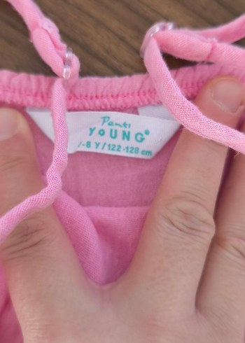 Pembe Keten Bohem Kız Elbisesi - Görsel 4