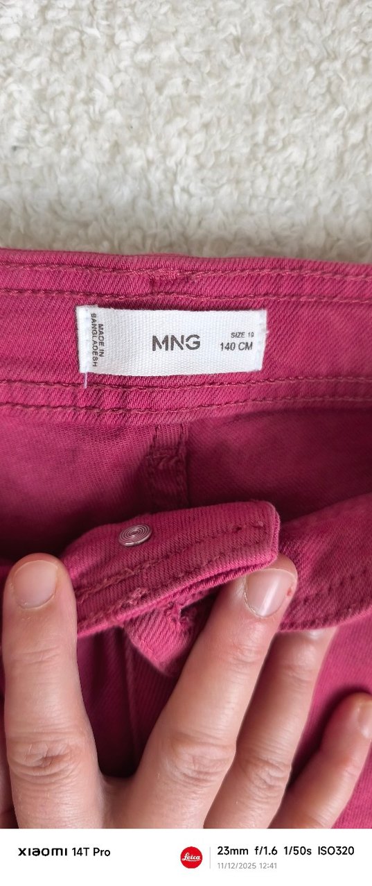 Pembe Düğmeli kız çocuk  Kumaş Pantolon - Görsel 2