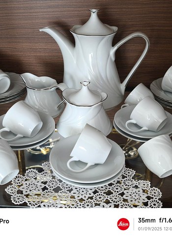 Beyaz Porselen Çay ve Kahve Takımı