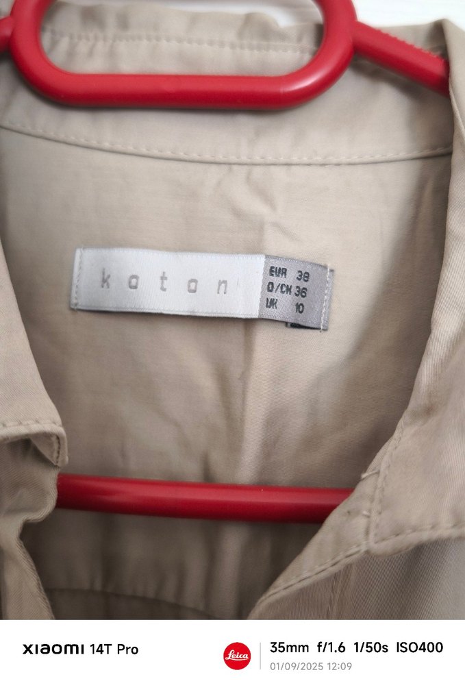 Kemerli Bej Midi Keten Elbise - Görsel 3