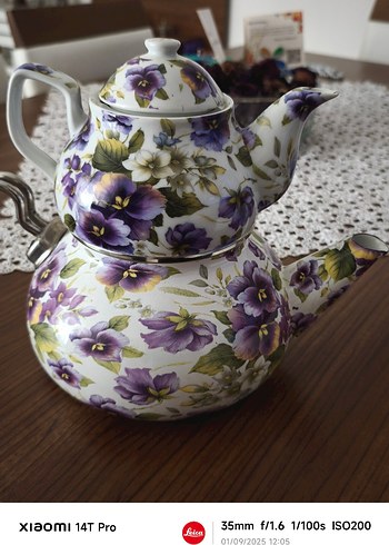 Mor Çiçek Desenli Pastel Çatal Kaşık Seti - Görsel 5