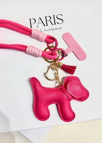 Pembe Püsküllü Köpek Figürlü Charm - Görsel 4