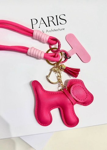 Pembe Püsküllü Köpek Figürlü Charm - Görsel 6