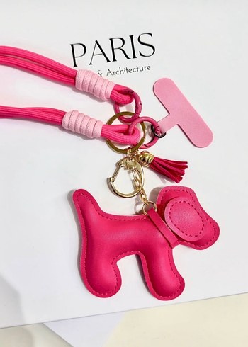 Pembe Püsküllü Köpek Figürlü Charm - Görsel 5