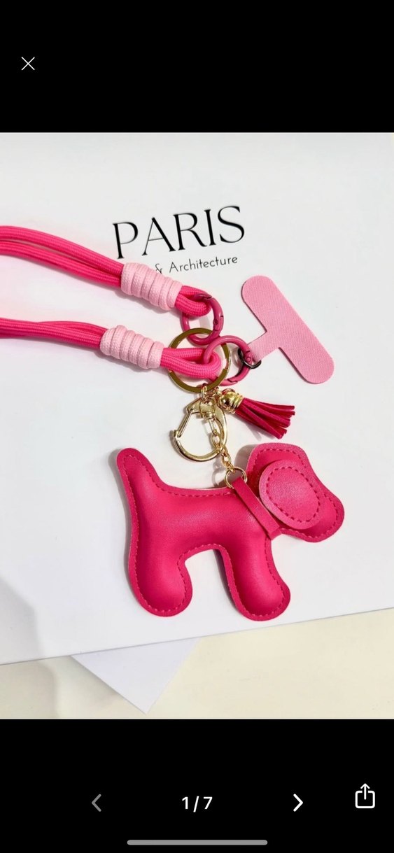 Pembe Püsküllü Köpek Figürlü Charm - Görsel 4