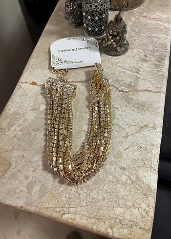 Altın Renkli Parlak Kadın choker - Görsel 7