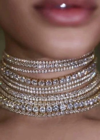 Altın Renkli Parlak Kadın choker - Görsel 10