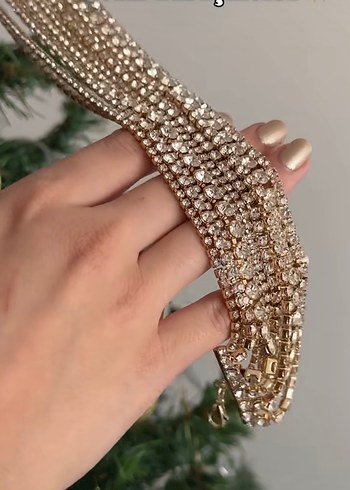 Altın Renkli Parlak Kadın choker - Görsel 8