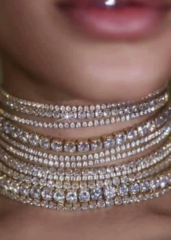 Altın Renkli Parlak Kadın choker - Görsel 11